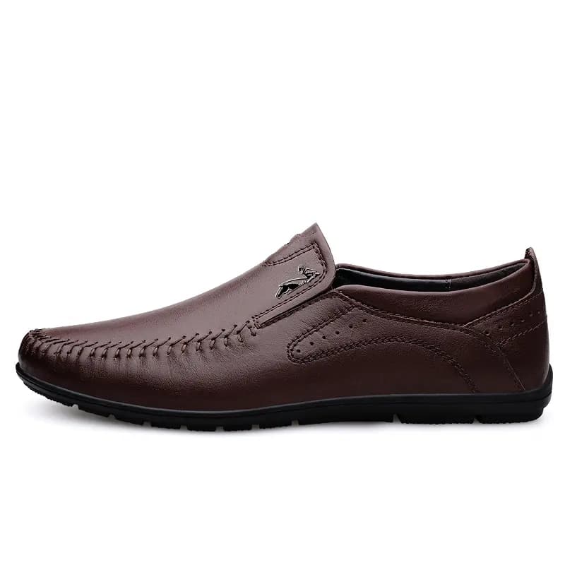 British Knight Genuine Leather Classic Versatile Slip-On Soft Comfortable Anti-Slip Commute Trendy Fashionable Young Casual Loafers Men's Black 10