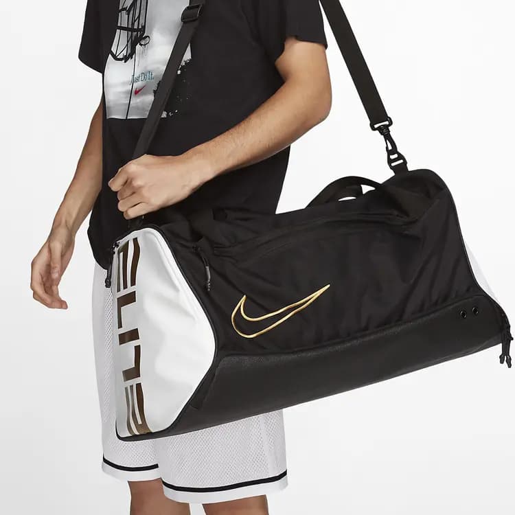 Nike Elite Basketbol Çantası Qara/Ağ/Qızılı 6