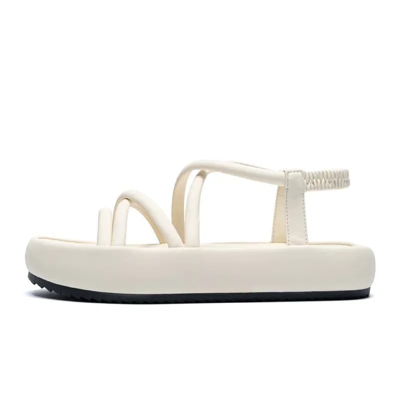 ZHR Leather Comfortable Versatile Thick Sole Cross Strap Sandals 3.5cm Women's