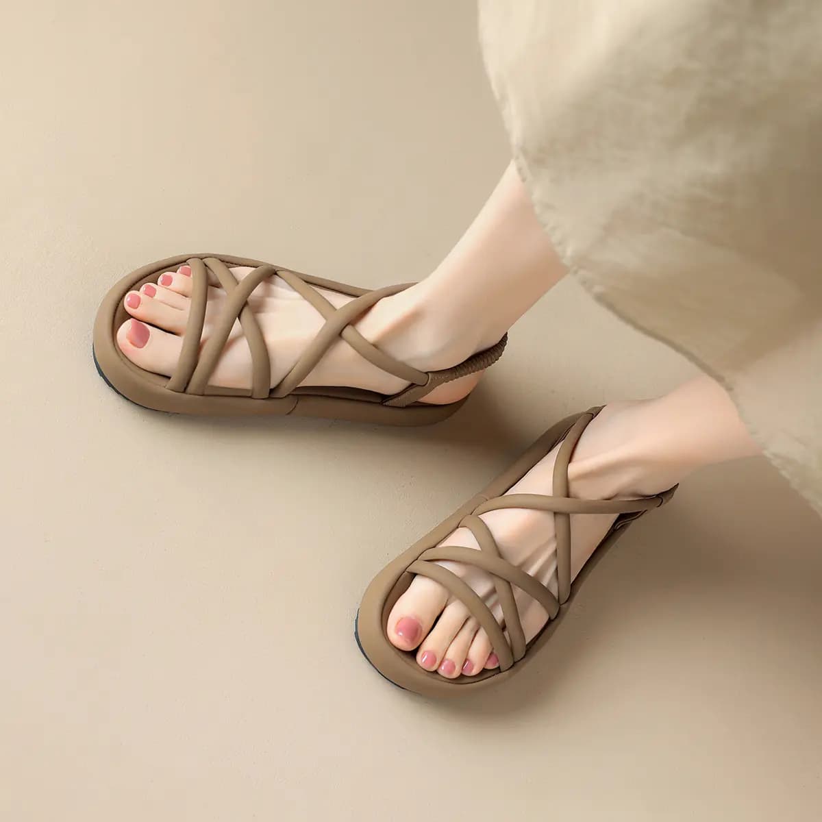 ZHR Qadın Dəri Sandal 3.5sm 12