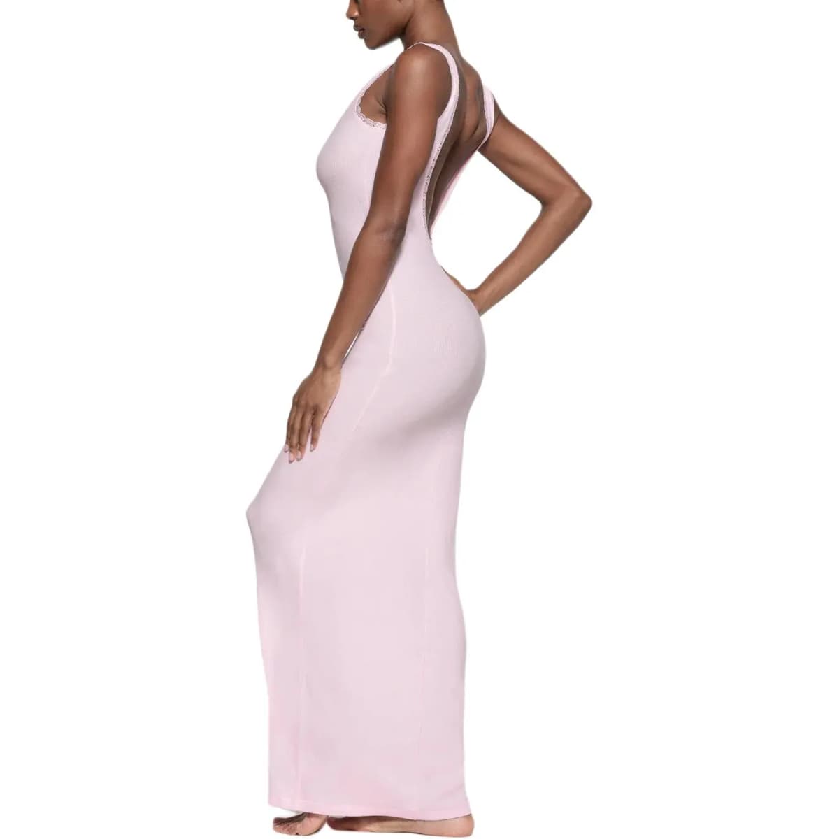 SKIMS SOFT LOUNGE LACE SCOOP NECK DRESS Qadın Donu CHERRY BLOSSOM 4