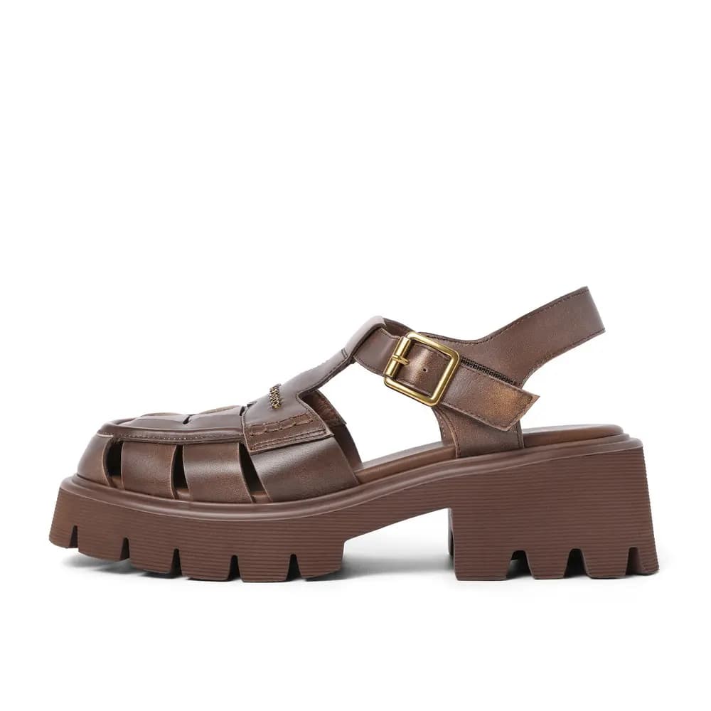 BELLE Roman Sandals 5CM Women's 1Brown Black 2