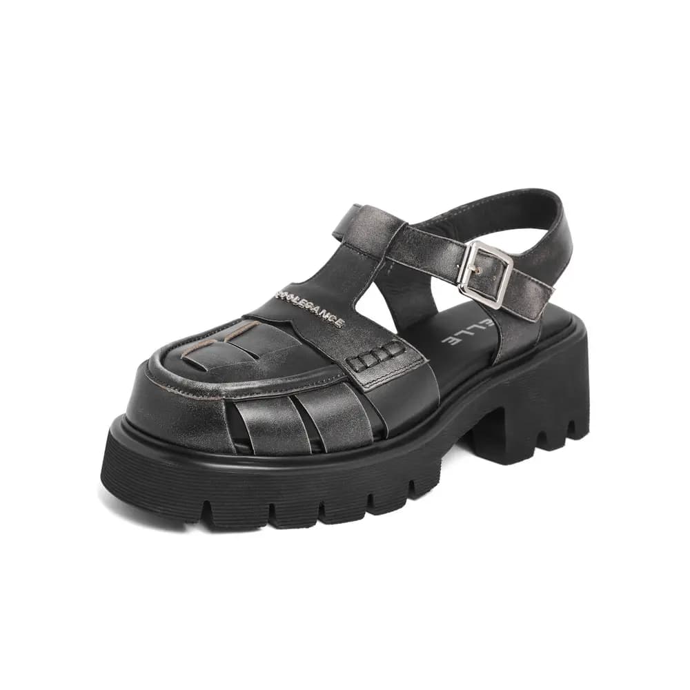 BELLE Roman Sandals 5CM Women's 1Brown Black 6