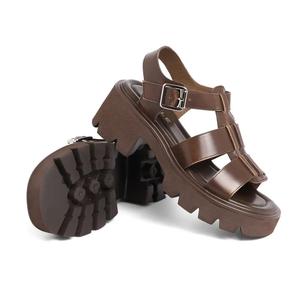 BELLE Roman Sandals 6CM Women's Brown Dark Gray 6