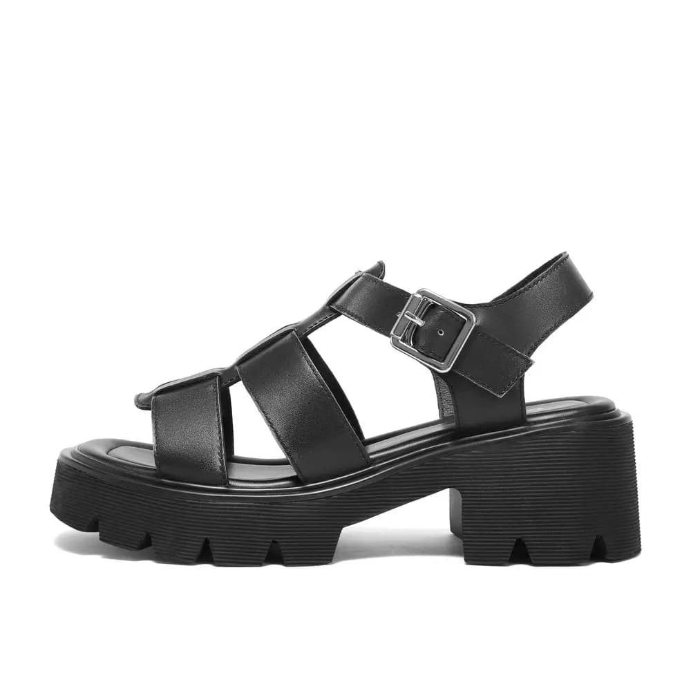 BELLE Roman Sandals 6CM Women's Brown Dark Gray 8