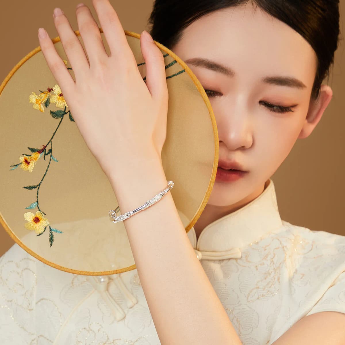 Lao Feng Xiang S999 Fine Silver Sterling Silver Bracelets Women's 51