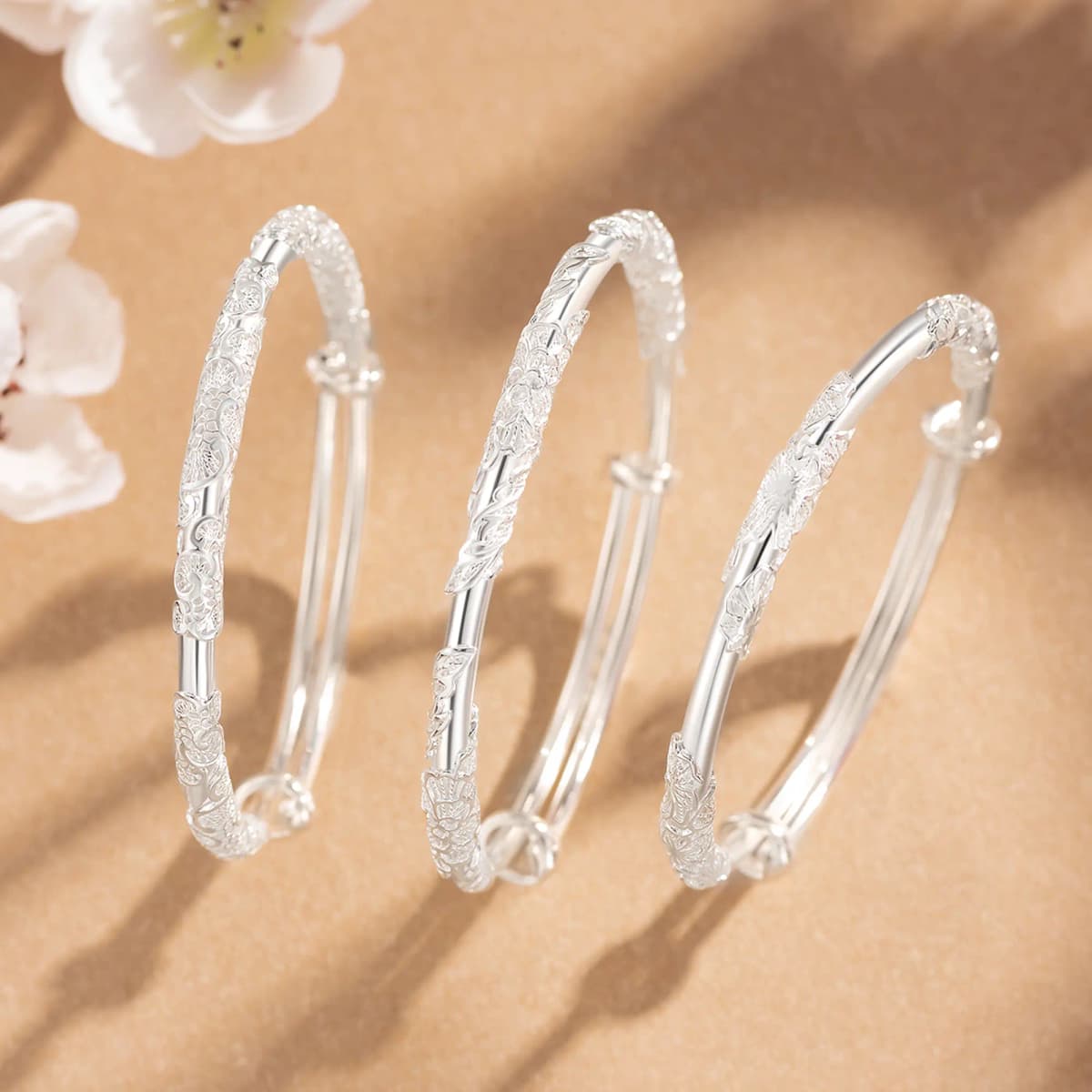 Lao Feng Xiang S999 Fine Silver Sterling Silver Bracelets Women's 70