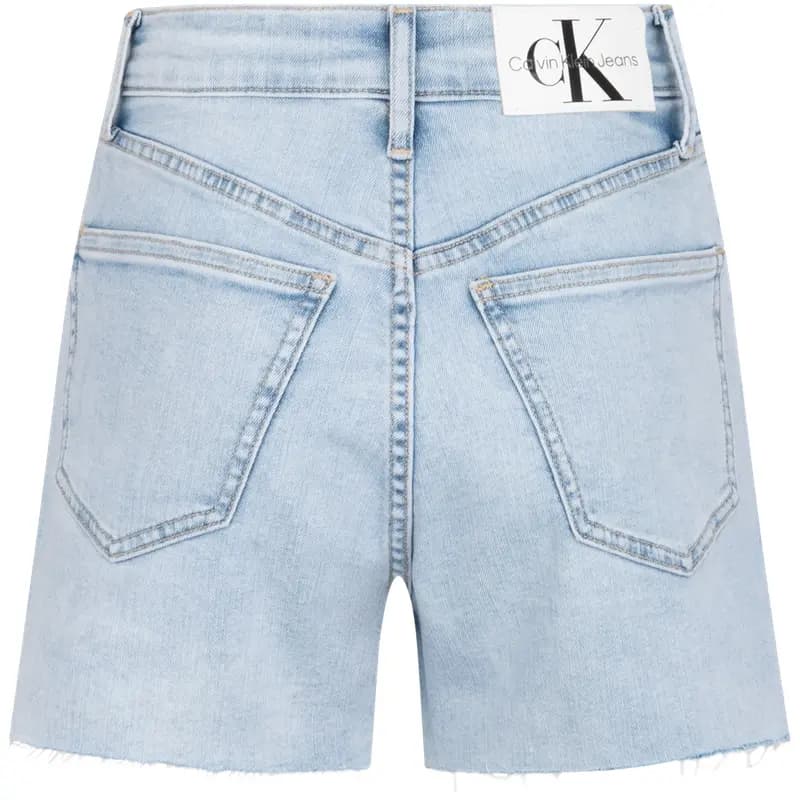 CALVIN KLEIN Yüksək Bel Denim Şort Qadın Açıq Göy 2