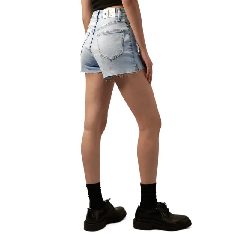 CALVIN KLEIN Yüksək Bel Denim Şort Qadın Açıq Göy 4