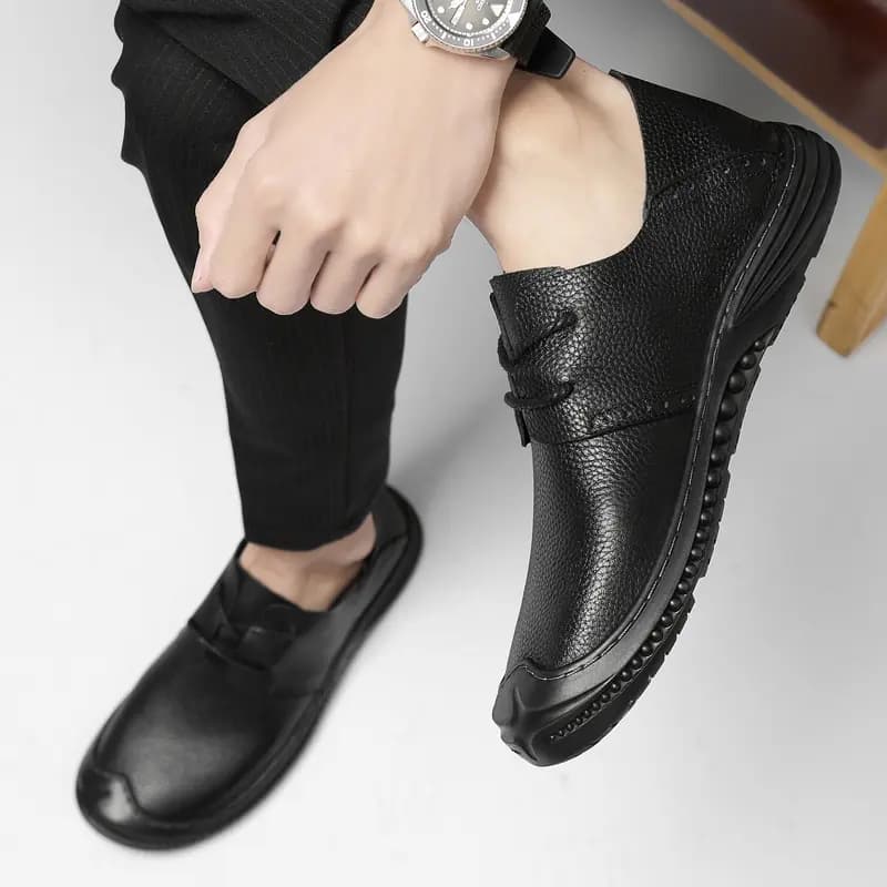 British Knight Soft Comfortable Commuting Trendy Versatile Young Casual Lace-Up Loafers Men's Black 8