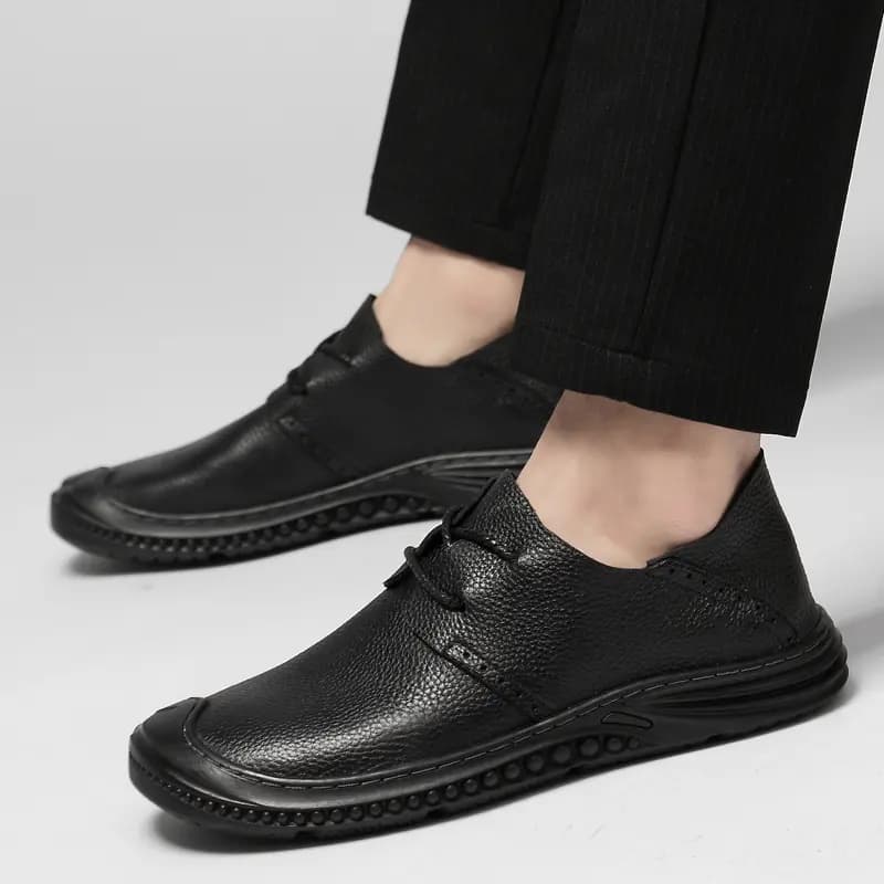 British Knight Soft Comfortable Commuting Trendy Versatile Young Casual Lace-Up Loafers Men's Black 7