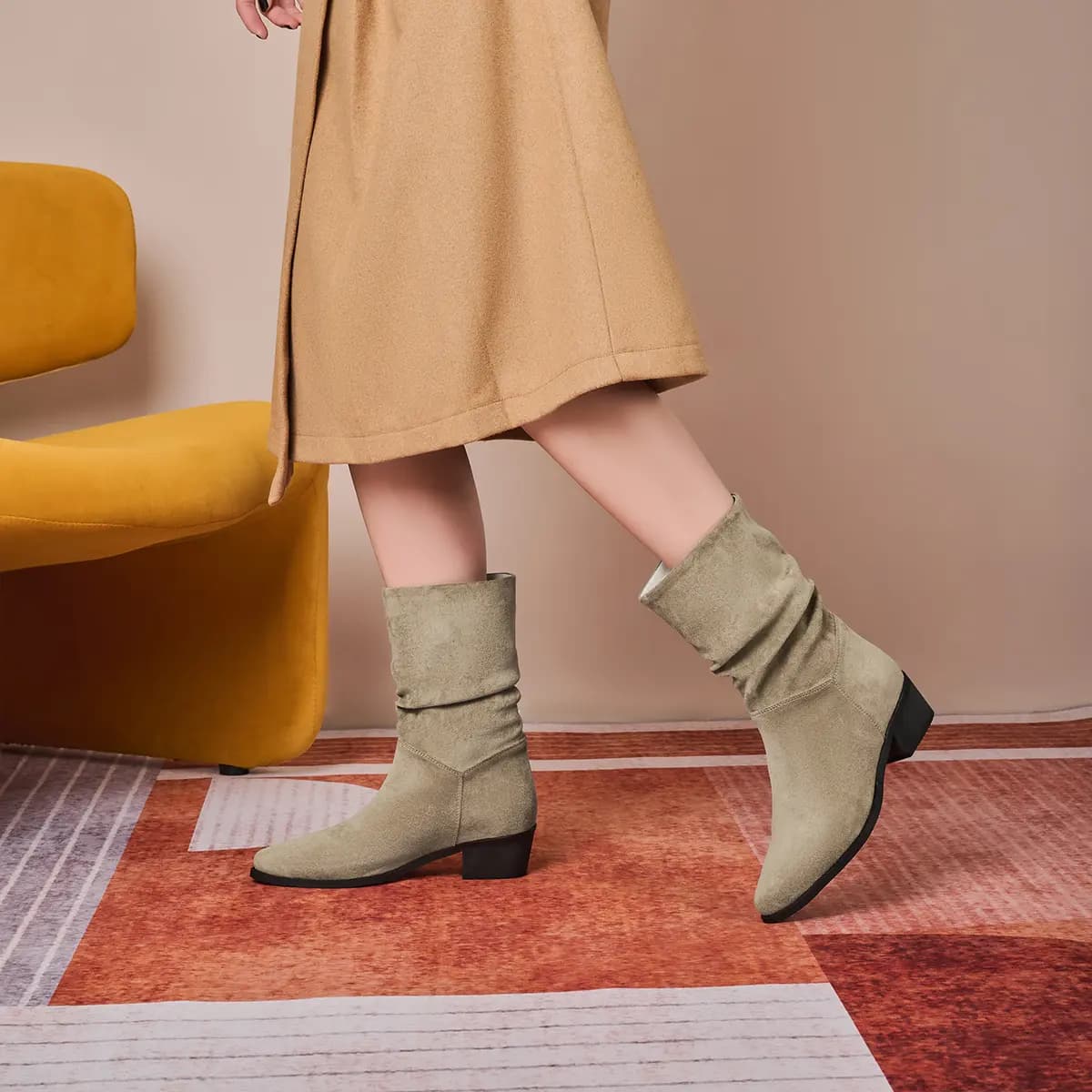 GEMEIQ Fabric Qadın Uzunboğaz Çəkmə 4.5sm 8