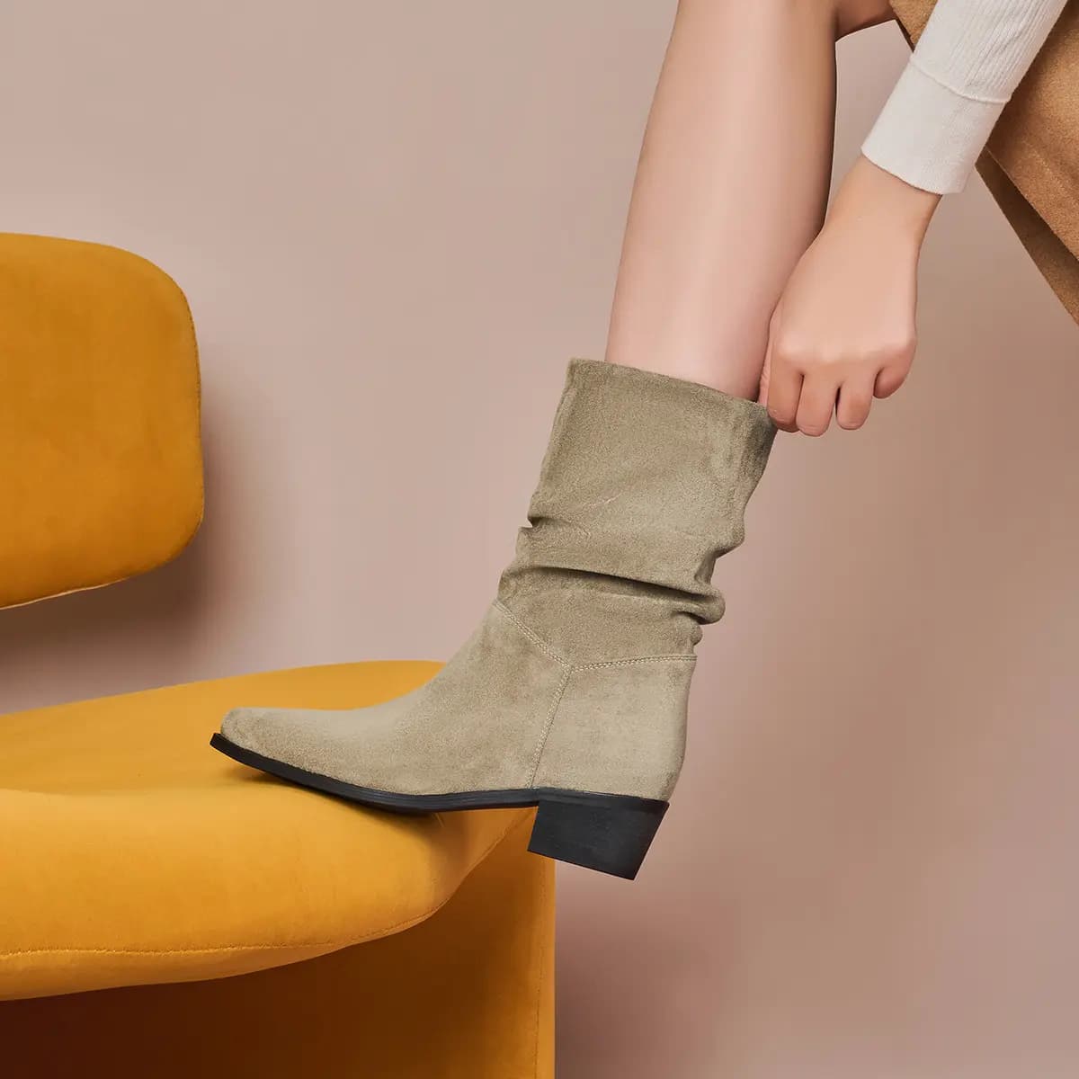 GEMEIQ Fabric Qadın Uzunboğaz Çəkmə 4.5sm 7