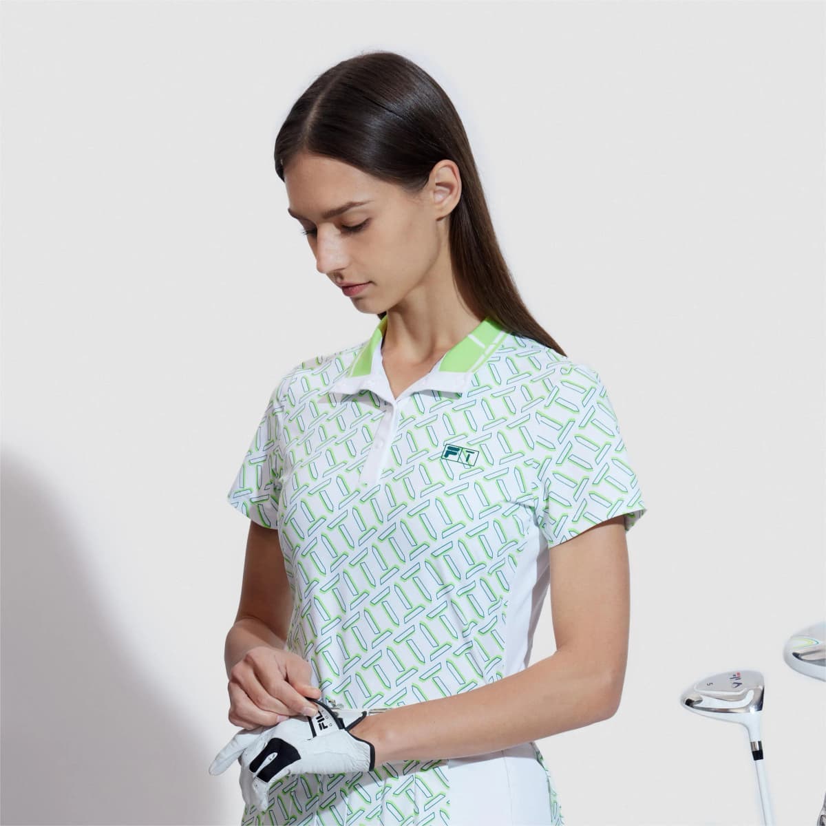FILA GOLF Series Knit Short-Sleeve Shirt Women's Jade White 6
