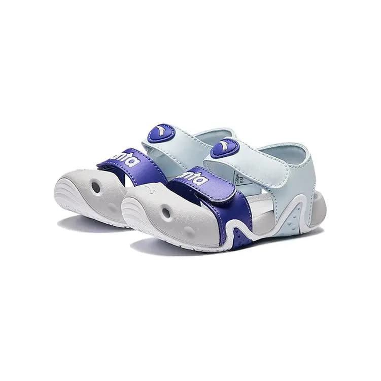 Anta Kids Synthetic Leather Comfortable Casual Breathable Quick-Dry Low-Top Walker Shoes Blue/Purple/Gray 3