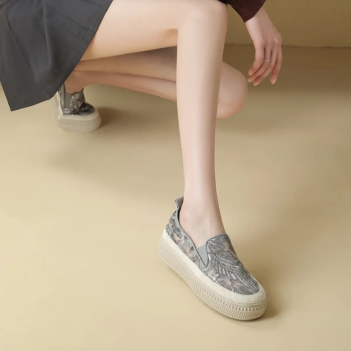 D:FUSE SCANDINAVIA Flat Skateboard Shoes Espadrilles Women's 7
