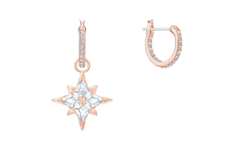 Swarovski Kristal Sırğa Qadın Çəhrayı Qızılı 3