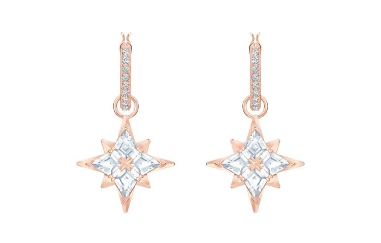 Swarovski Kristal Sırğa Qadın Çəhrayı Qızılı