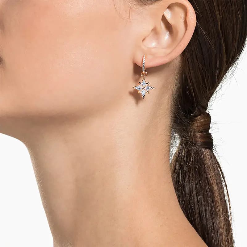 Swarovski Kristal Sırğa Qadın Çəhrayı Qızılı 5