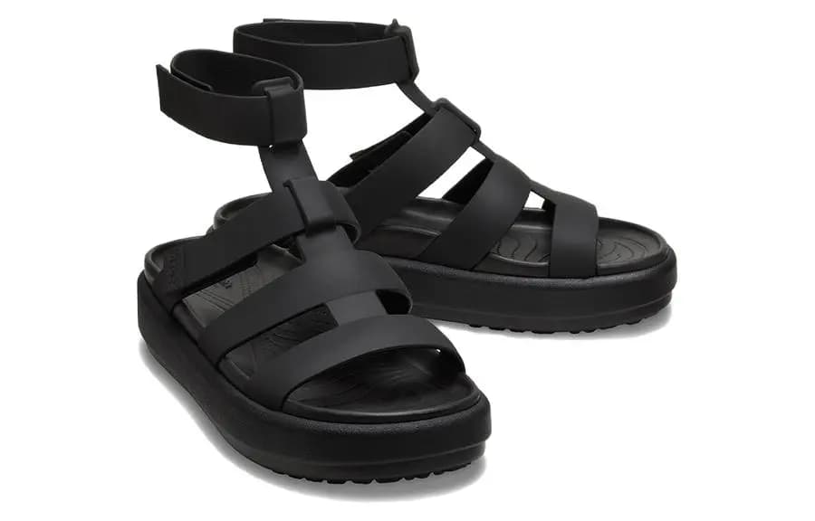 Crocs Brooklyn Luxe Gladiator Sandals 'Black' Women's 3