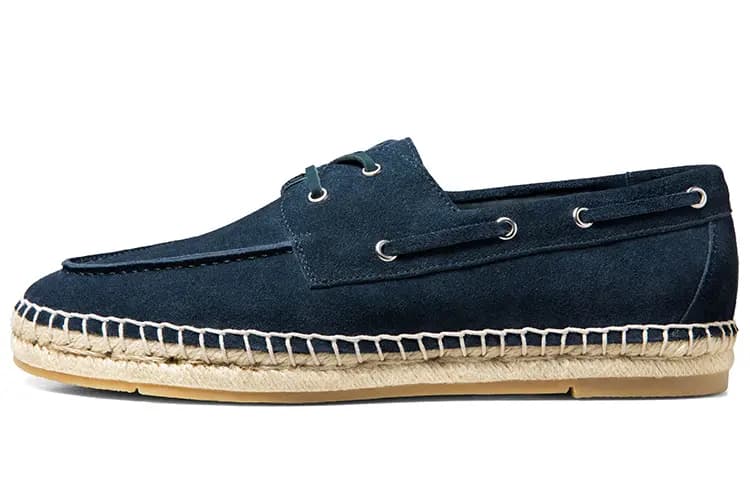 THOM WILLS Trendy Versatile Slip on Velvet Espadrilles Casual Shoes Men's Dark Blue