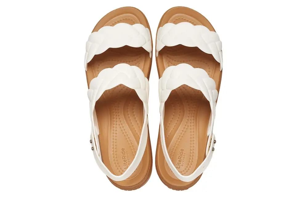 Crocs Brooklyn Woven Wedge Sandals 'White Brown' Women's 2