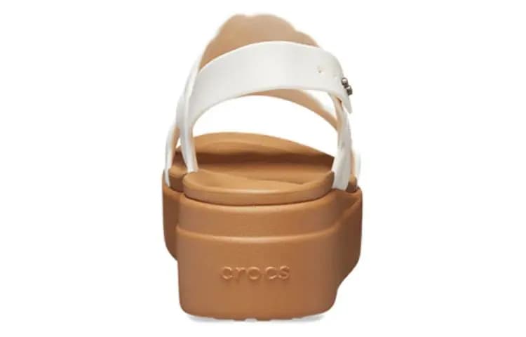 Crocs Brooklyn Woven Wedge Sandals 'White Brown' Women's 4