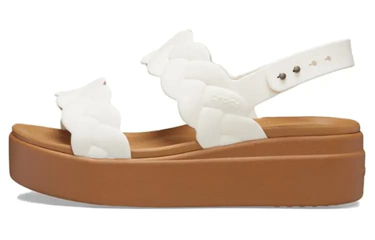 Crocs Brooklyn Woven Wedge Sandal Qadın Ağ/Qəhvəyi