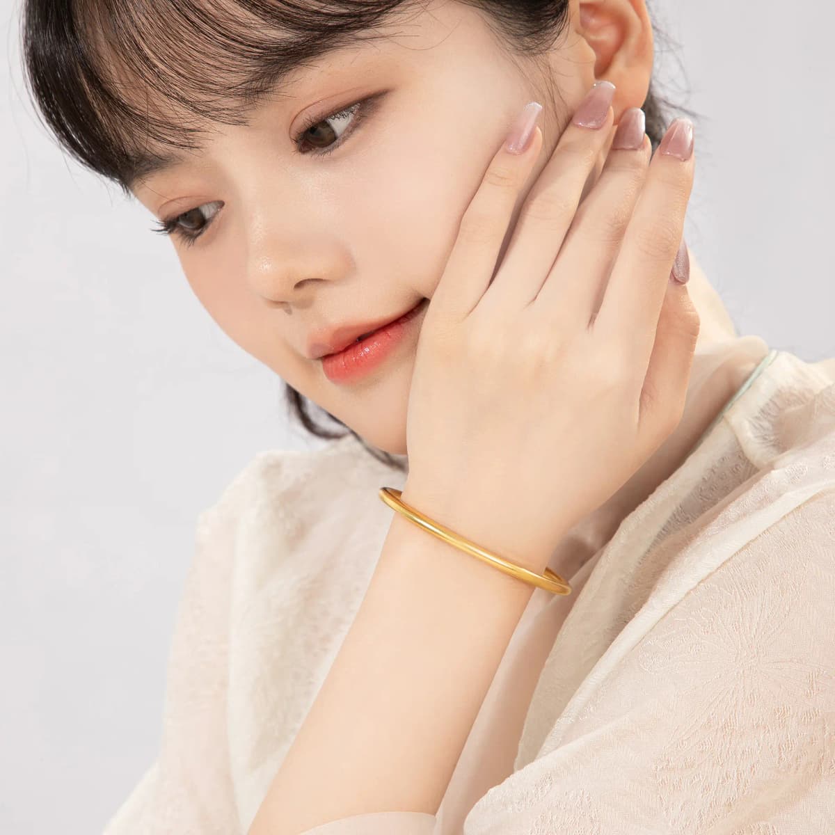 Lao Feng Xiang S999 Fine Silver Bangles Women's 18