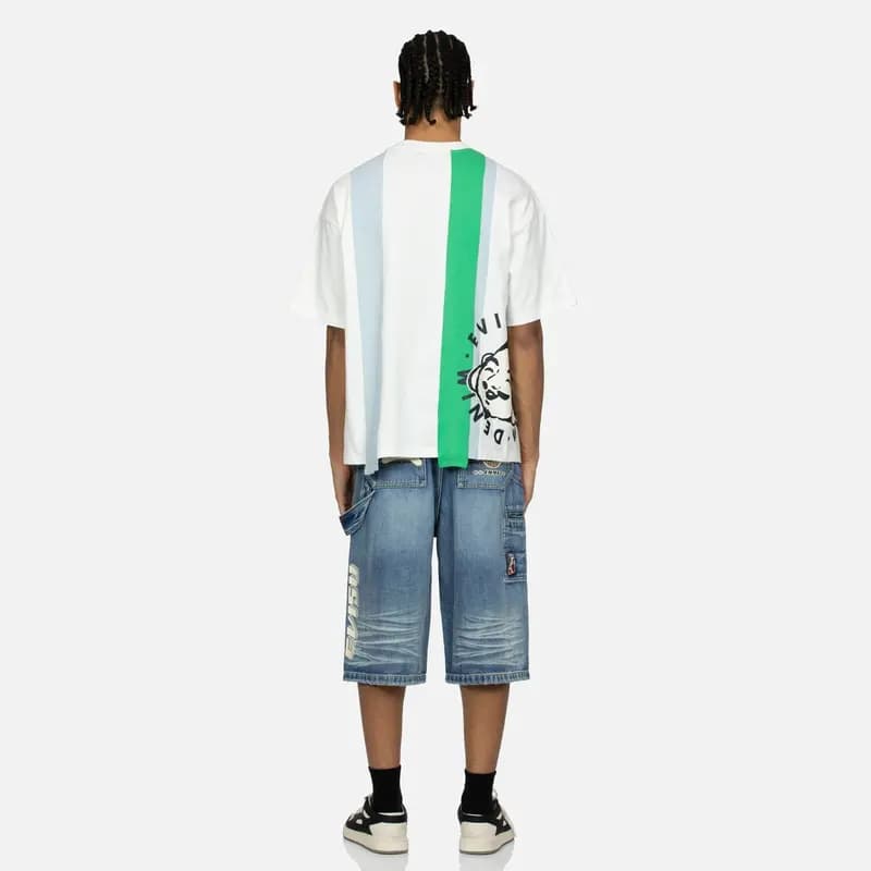 EVISU SS24 Seagull Print and Dharma Pattern Denim Shorts Men's Denim Blue 5