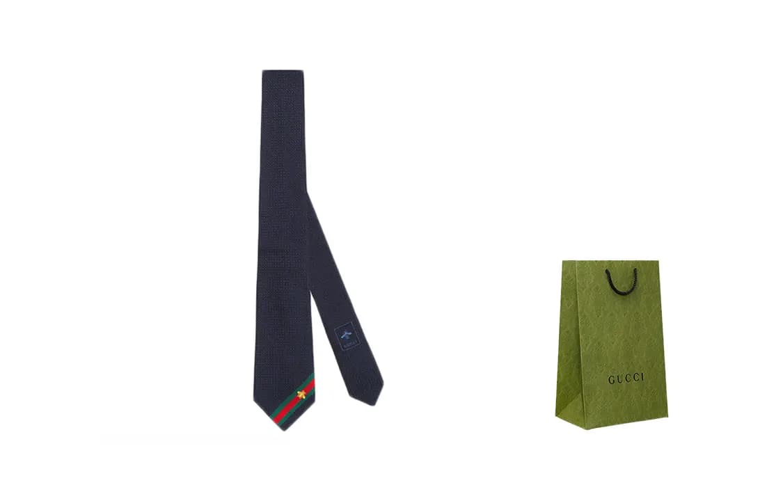 GUCCI Silk Ties Unisex Midnight Dark Blue 5