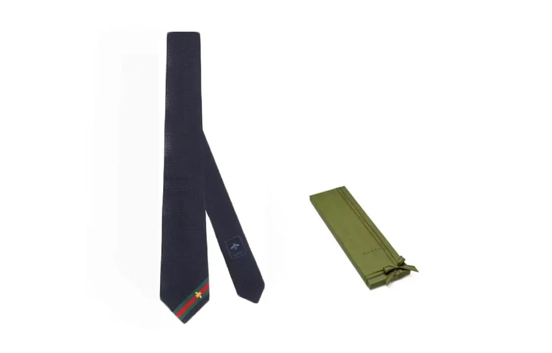 GUCCI Silk Ties Unisex Midnight Dark Blue 6