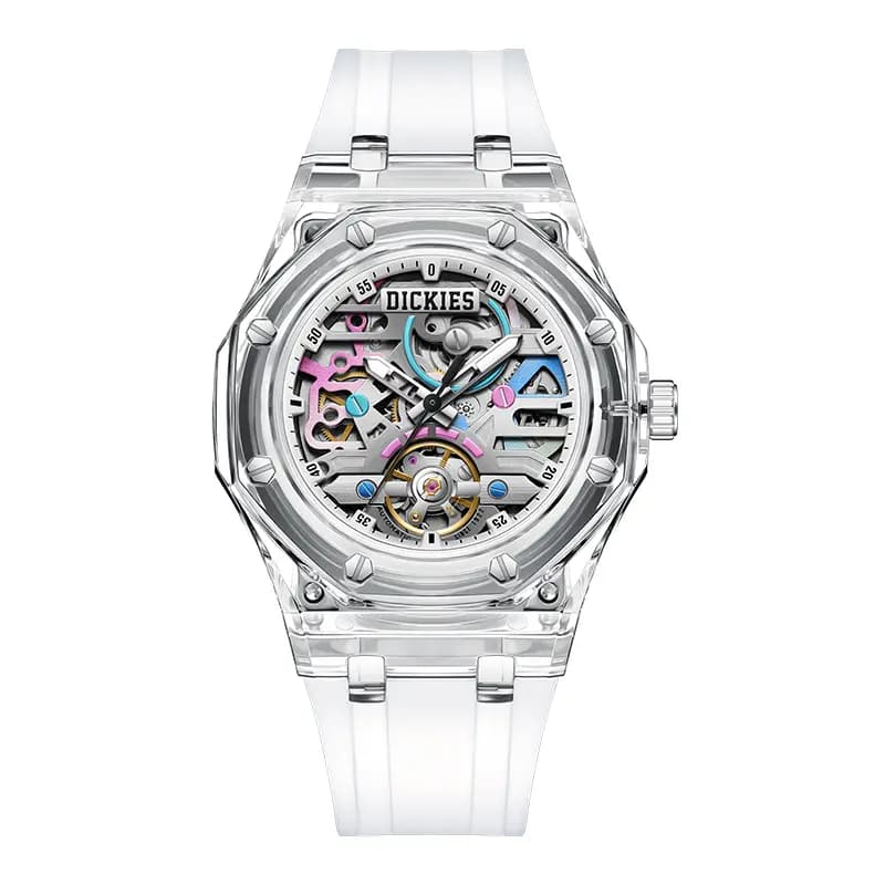 Dickies Wrist Watch Mechanical Movement Silicone Strap White Dial Men's Watches