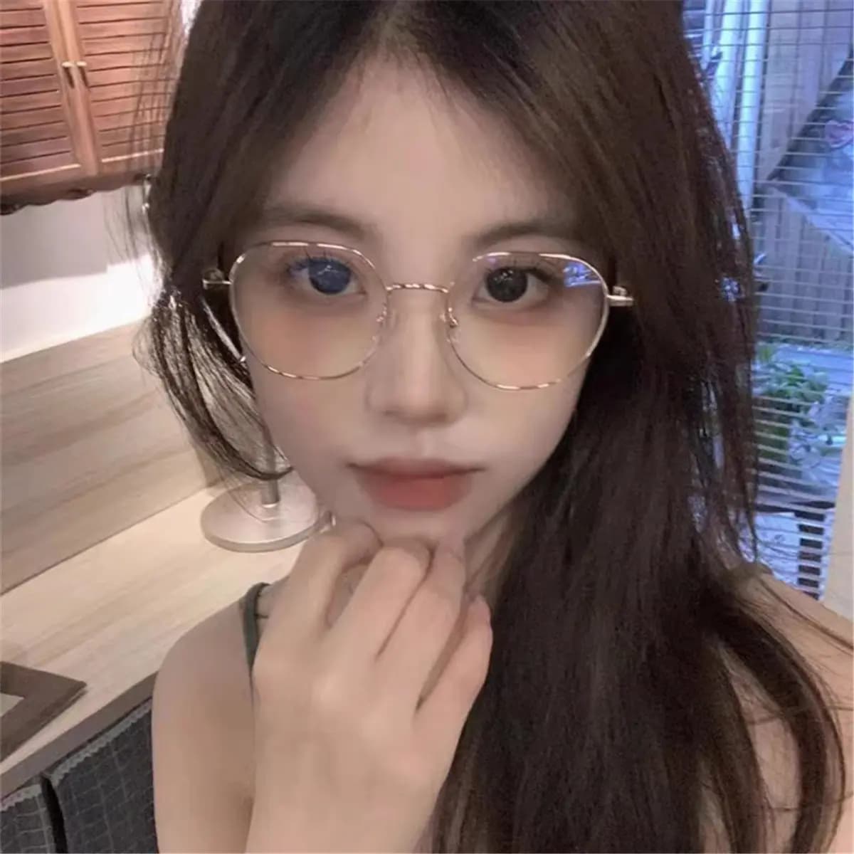 Lidian Large Frame Slimming Blue Light Blocking Glasses Korean Style Versatile Plain Lenses Unisex 4