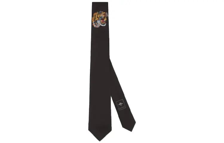 GUCCI Pələng Naxışlı Qalstuk Kişi Qara