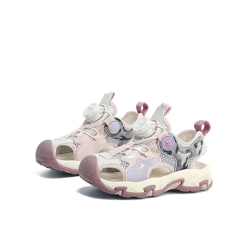 Kids' Jeep Rotary Buckle Closed-Toe Outdoor Beach Shoes Lightweight Casual Breathable Anti-Slip Kids' Sandals Pink 3