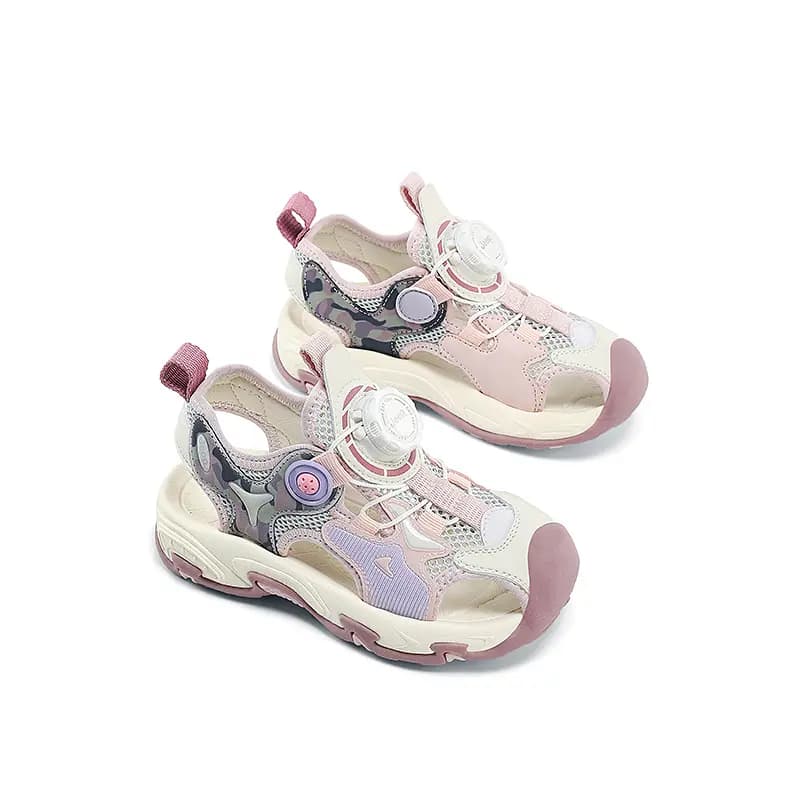 Kids' Jeep Rotary Buckle Closed-Toe Outdoor Beach Shoes Lightweight Casual Breathable Anti-Slip Kids' Sandals Pink 8