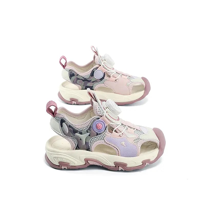 Kids' Jeep Rotary Buckle Closed-Toe Outdoor Beach Shoes Lightweight Casual Breathable Anti-Slip Kids' Sandals Pink 5