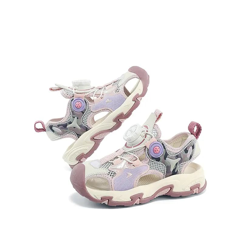 Kids' Jeep Rotary Buckle Closed-Toe Outdoor Beach Shoes Lightweight Casual Breathable Anti-Slip Kids' Sandals Pink 4