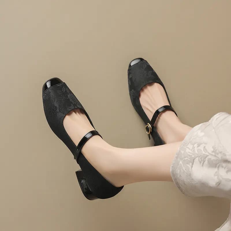 AGSDON Chunky Heel Mary Jane Shoes 3cm Women's 19