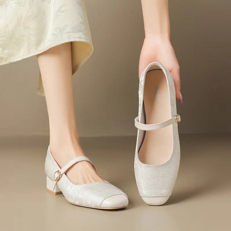 AGSDON Chunky Heel Mary Jane Shoes 3cm Women's 3