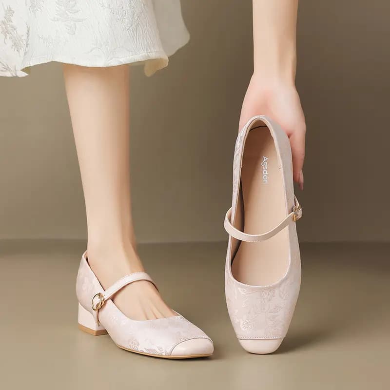 AGSDON Chunky Heel Mary Jane Shoes 3cm Women's 10