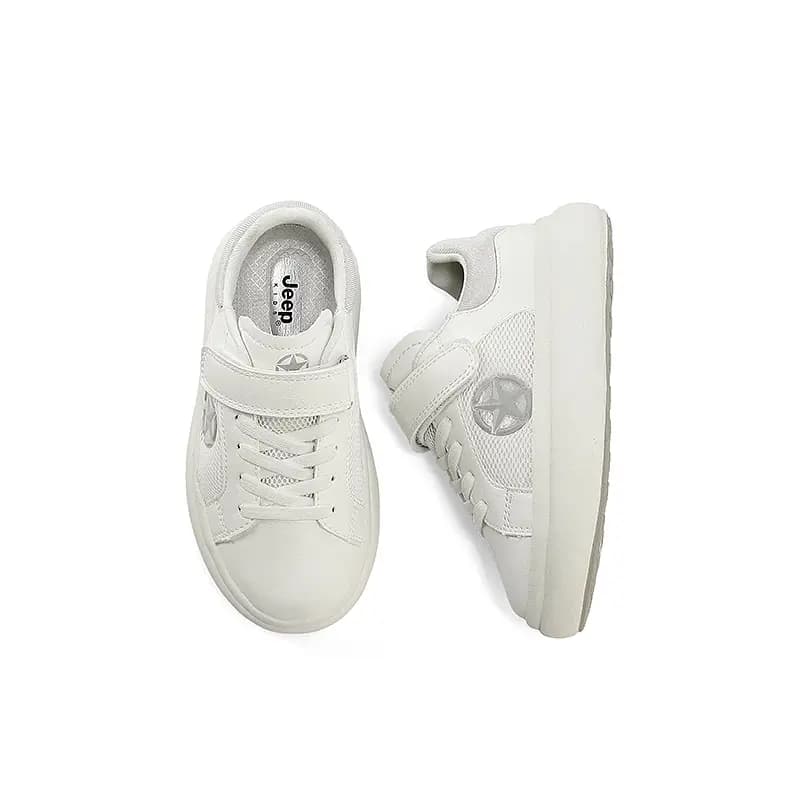 Kids Jeep Outdoor Casual White Shoes Breathable Soft Sole Velcro Slip-Resistant Wear-Resistant Low-Top Kids' Skate Shoes White 8