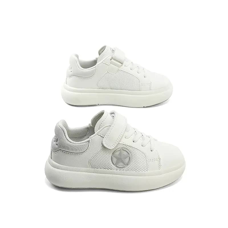 Kids Jeep Outdoor Casual White Shoes Breathable Soft Sole Velcro Slip-Resistant Wear-Resistant Low-Top Kids' Skate Shoes White 5