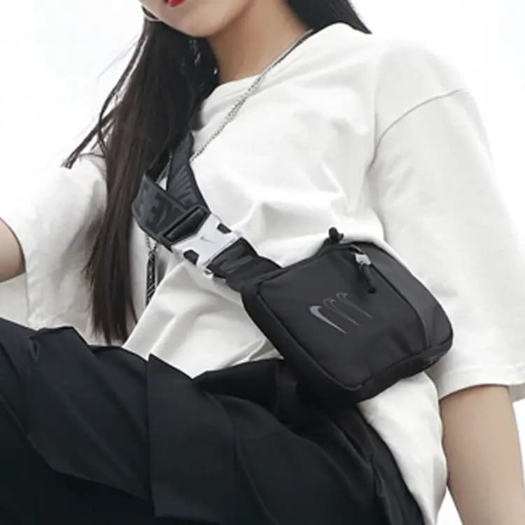 Nike Polyester Nylon Cell Phone Pouch Shoulder Bag Crossbody Bag Fanny Pack Sling Bags Small Size Unisex Black 5