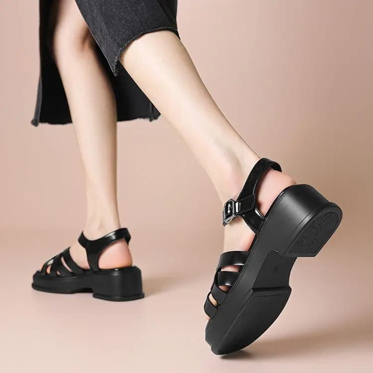 JOSINY Roman Sandals 5.3cm Women's Black/Ecru 10
