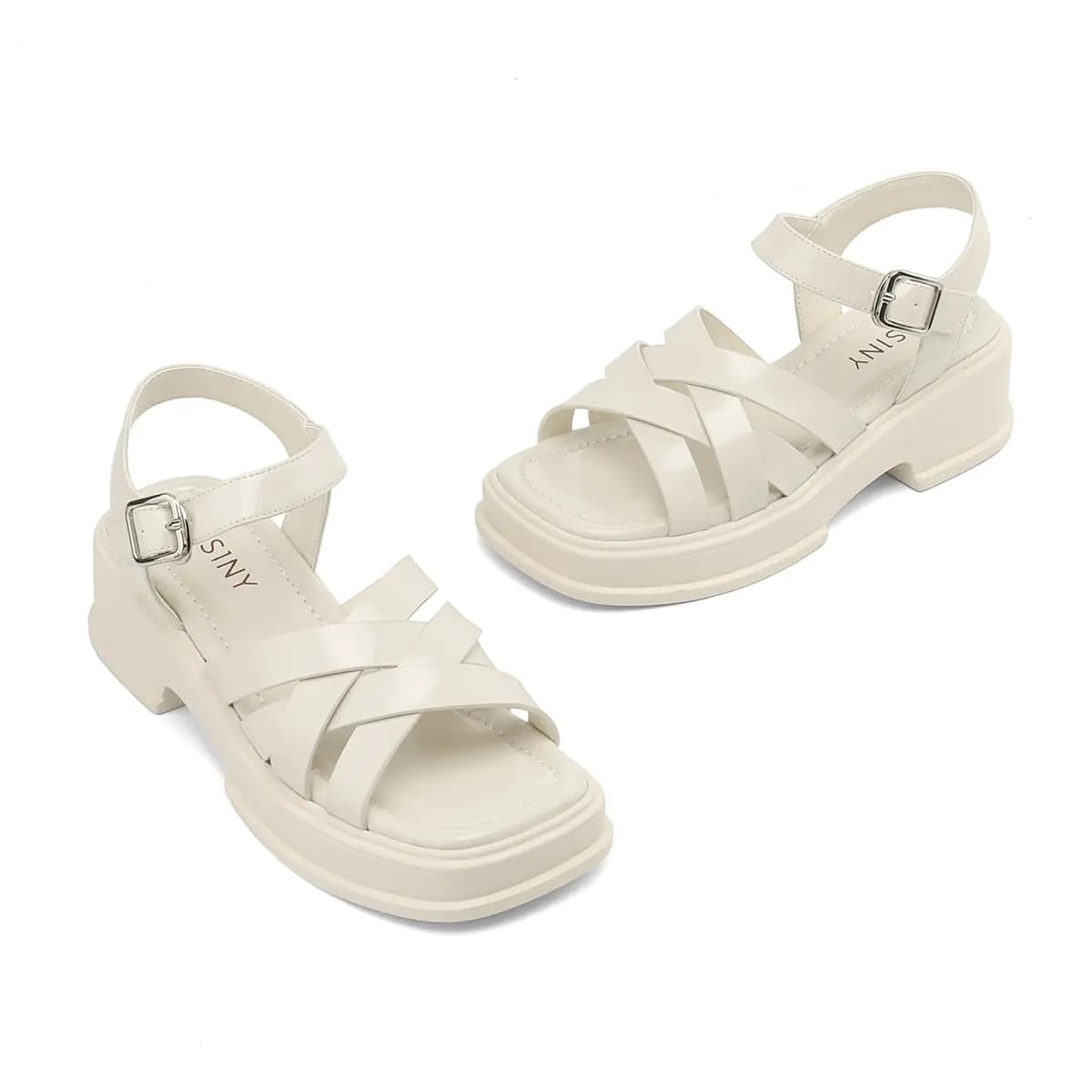 JOSINY Roman Sandals 5.3cm Women's Black/Ecru 14