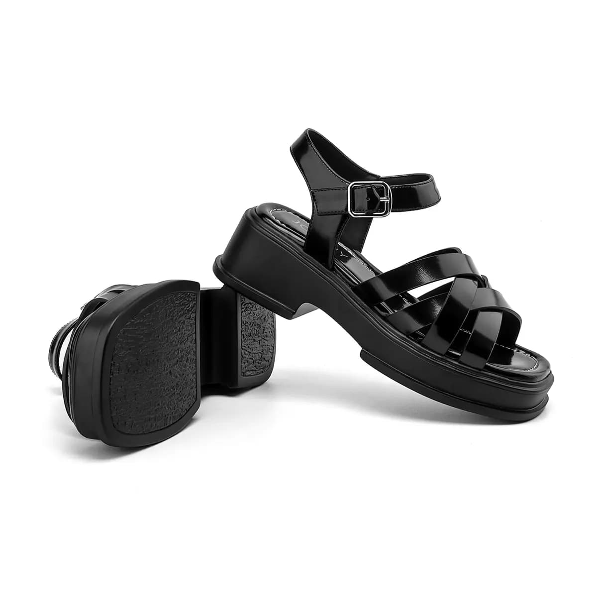 JOSINY Roman Sandals 5.3cm Women's Black/Ecru 4