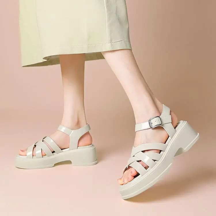JOSINY Roman Sandals 5.3cm Women's Black/Ecru 17