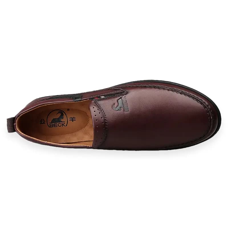 BECK Cowhide Leather Business British Style Versatile Soft Sole Slip-On Slip-Resistant Wear-Resistant Casual Leather Shoes Men's 4